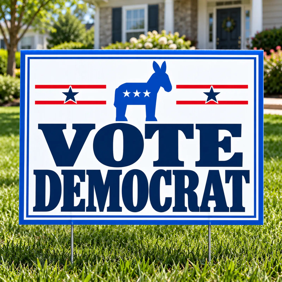 Democrat Party - Classic Double Border - Yardsigns.com YardSigns.com
