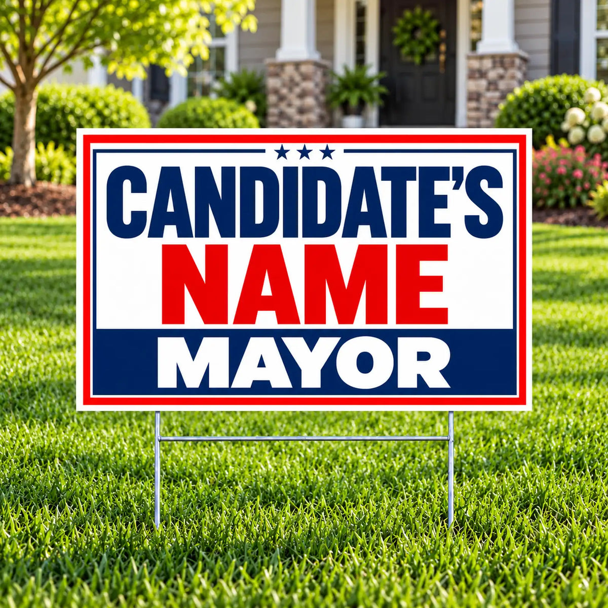 Mayor - Red Frame Candidate Campaign - Yardsigns.com YardSigns.com