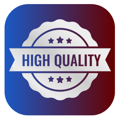 high quality badge with stars on blue and red gradient background