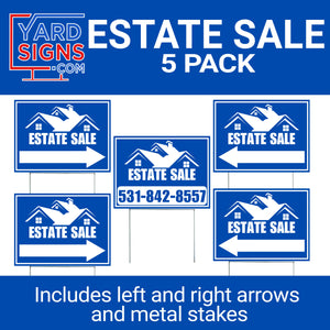 Estate Property Sale Directional Signs - With Arrows and Metal Stakes - YardSigns.com