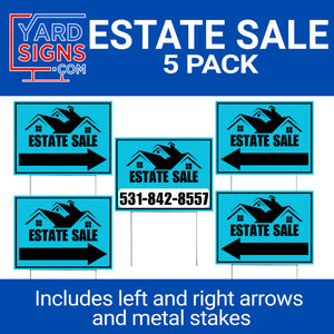 Estate Property Sale Directional Signs - With Arrows and Metal Stakes - YardSigns.com