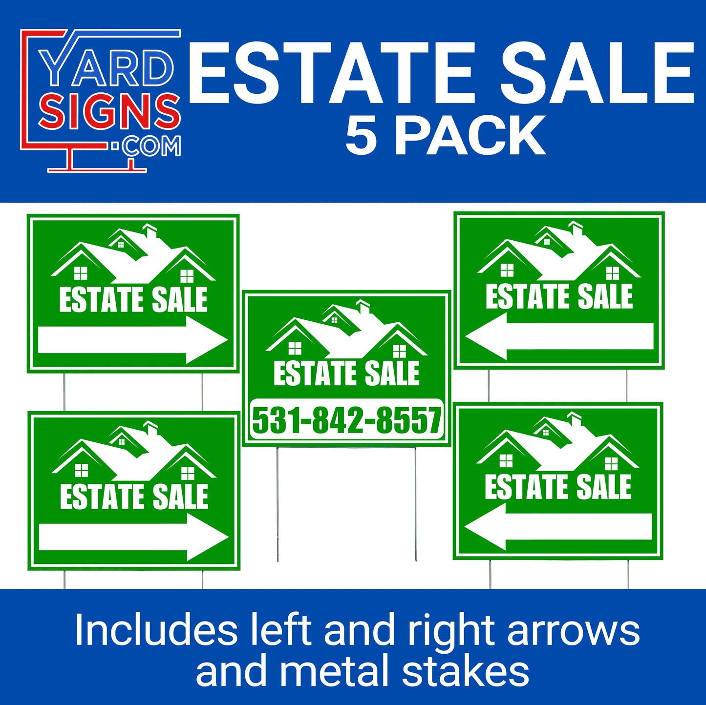 Estate Property Sale Directional Signs - With Arrows and Metal Stakes - YardSigns.com