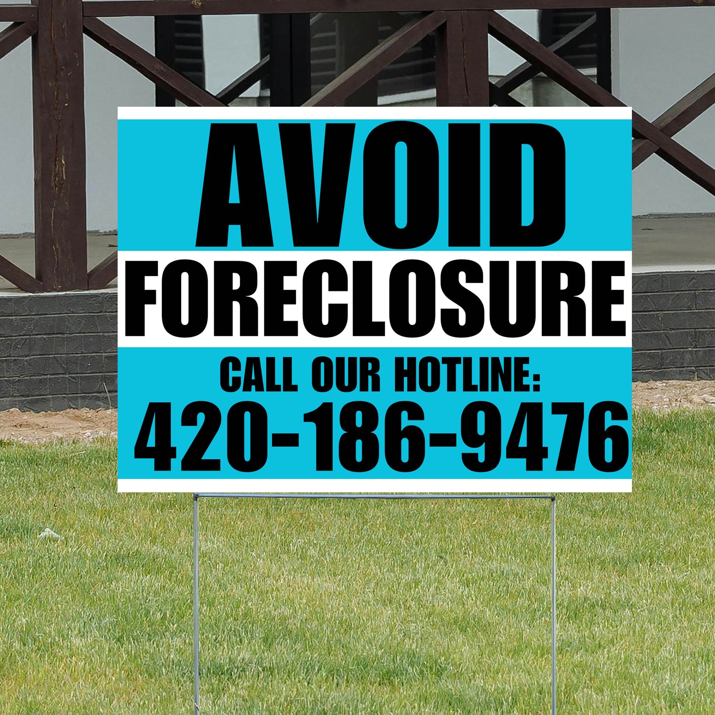Real Estate - Avoid Foreclosure - Behind on Payments? We Can Help - Aqua Blue and White Design