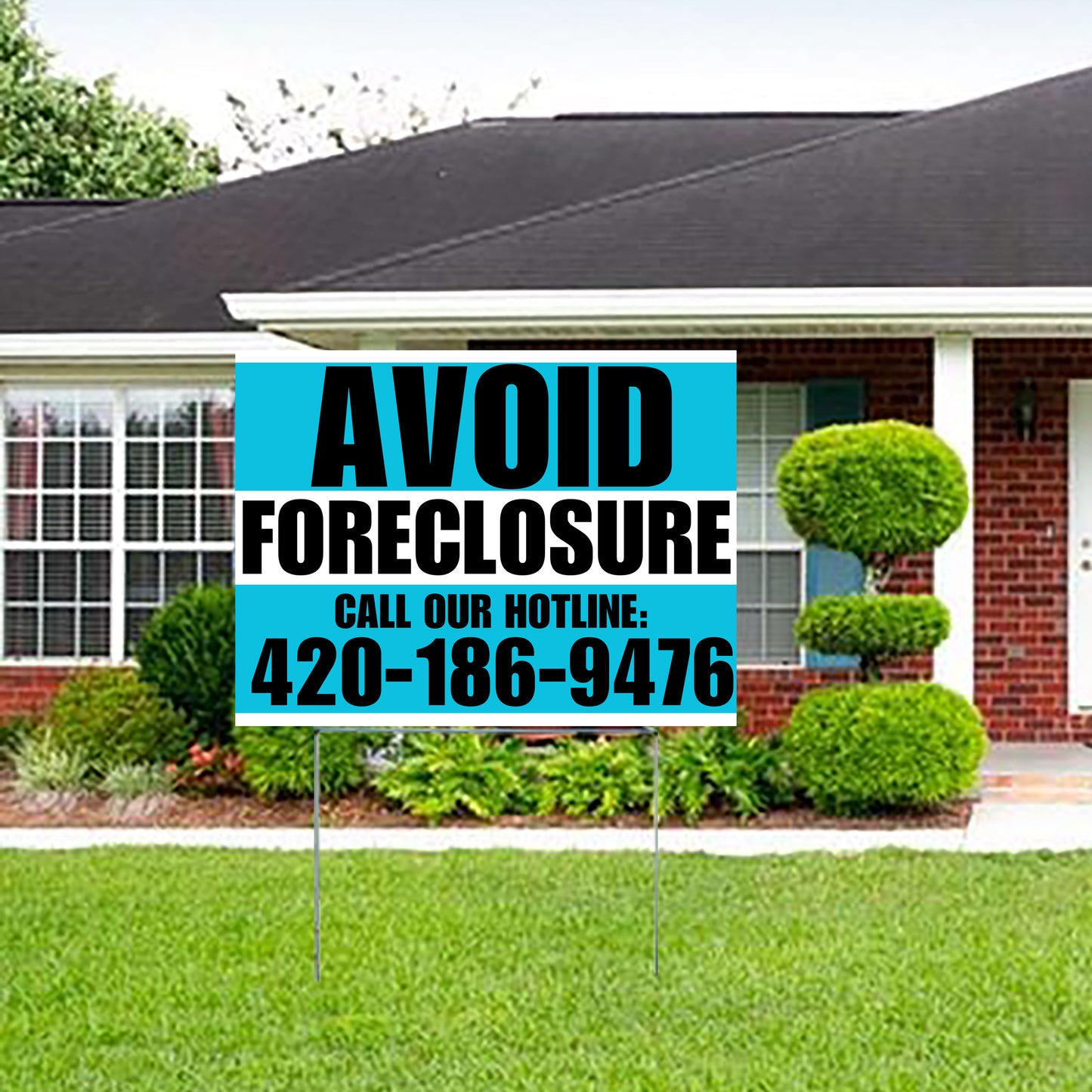 Real Estate - Avoid Foreclosure - Behind on Payments? We Can Help - Aqua Blue and White Design