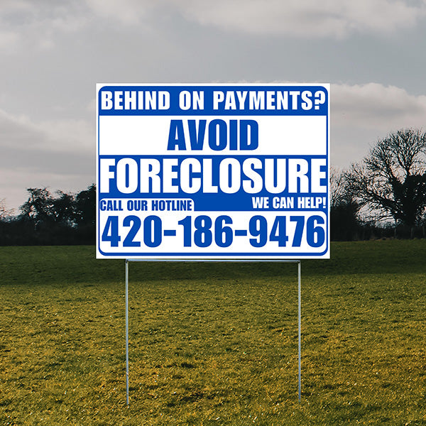Real Estate - Avoid Foreclosure - Behind on Payments? We Can Help - White and Blue Design