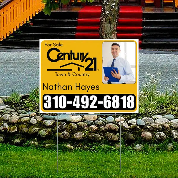 Real Estate - Century 21 - For Sale - Town & Country - Mustard Gold Black YardSigns.com
