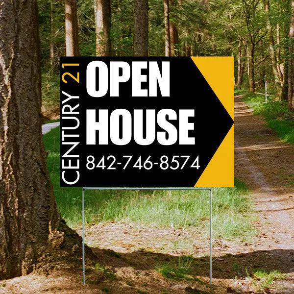 Real Estate - Century 21 - Open House - Mustard Gold Arrow YardSigns.com
