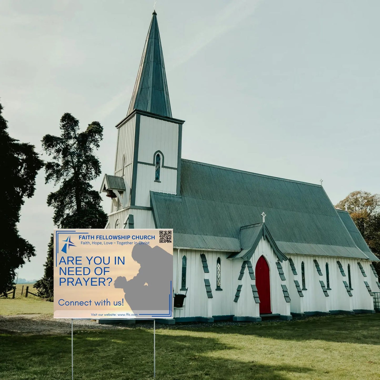 Church Signs - Faith Hope Love -Are You in Need of Prayer? YardSigns.com
