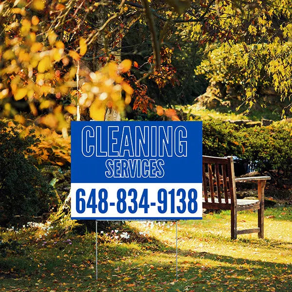 Cleaners/Maids Signs - Blue Outline Sign YardSigns.com