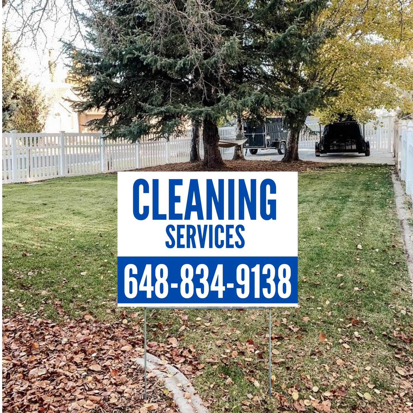 Cleaners/Maids Signs - Solid Blue White YardSigns.com