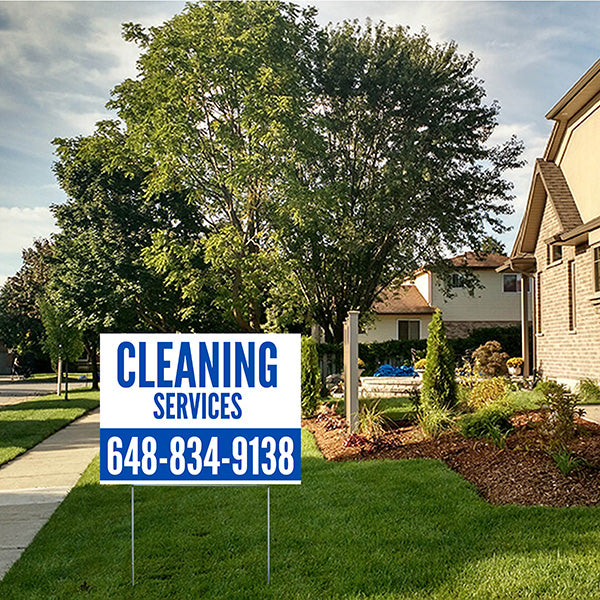 Cleaners/Maids Signs - Solid Blue White - YardSigns.com