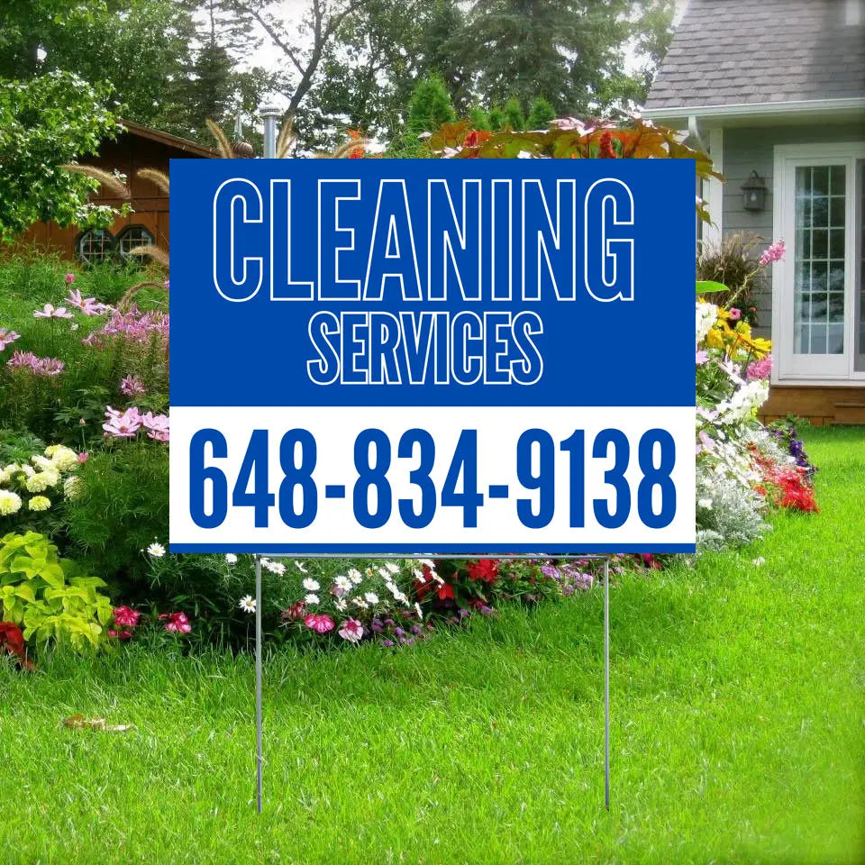Cleaners/Maids Signs - Blue Outline Sign YardSigns.com
