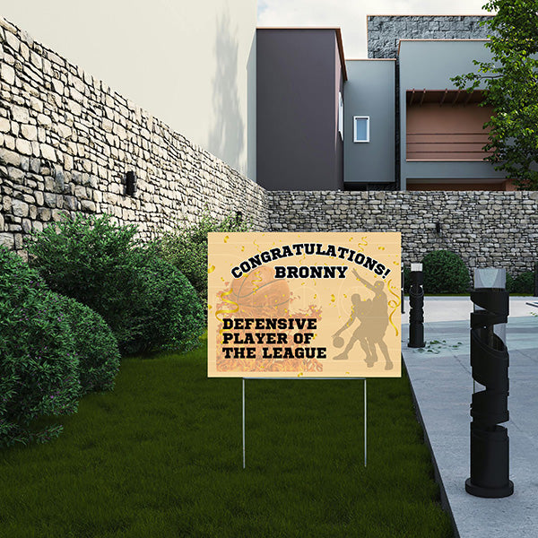 Sports - Basketball Sign - Defensive Player of the League - YardSigns.com