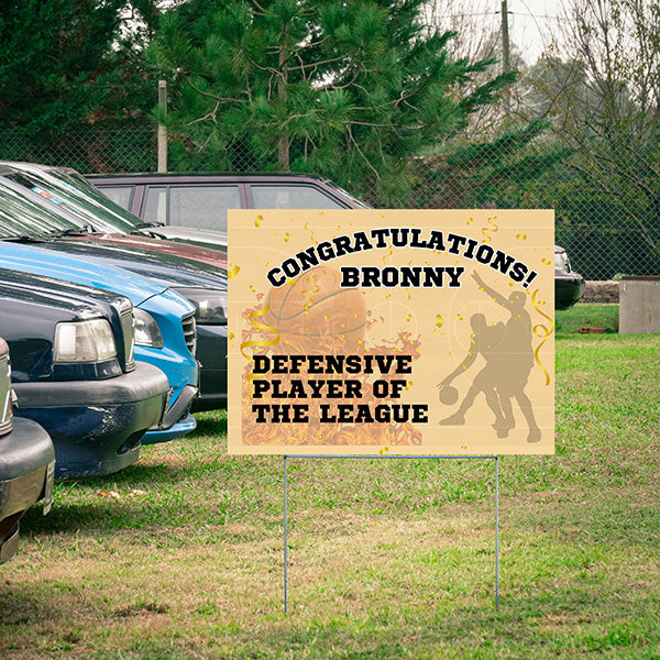 Sports - Basketball Sign - Defensive Player of the League - YardSigns.com
