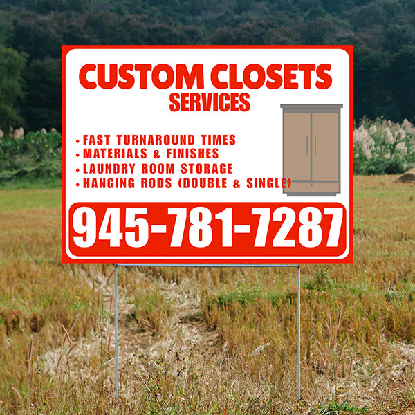 Custom Closets - Fast Turnaround Times, Materials & Finishes, Laundry Room Storage, Hanging Rods (Double & Single) - Plain Chili Red White Design - YardSigns.com