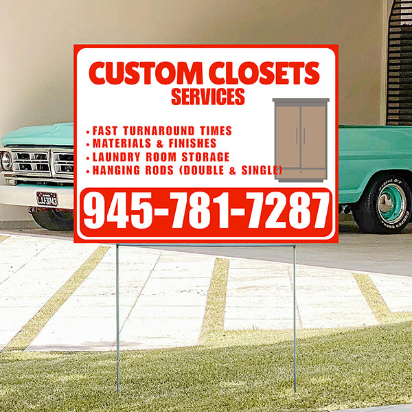 Custom Closets - Fast Turnaround Times, Materials & Finishes, Laundry Room Storage, Hanging Rods (Double & Single) - Plain Chili Red White Design - YardSigns.com