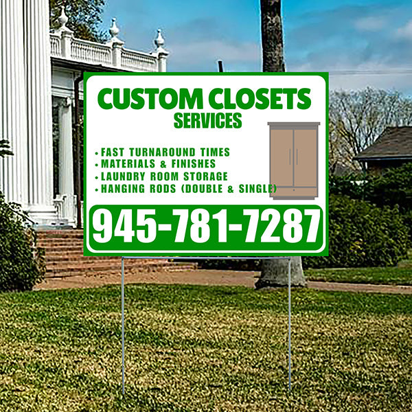 Custom Closets - Fast Turnaround Times, Materials & Finishes, Laundry Room Storage, Hanging Rods (Double & Single) - Plain Green White Design - YardSigns.com