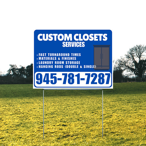 Custom Closets - Fast Turnaround Times, Materials & Finishes, Laundry Room Storage, Hanging Rods (Double & Single) - Plain White Blue Design - YardSigns.com
