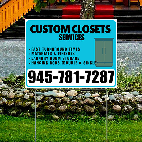 Custom Closets - Fast Turnaround Times, Materials & Finishes, Laundry Room Storage, Hanging Rods (Double & Single) - Plain White Aqua Blue Design - YardSigns.com