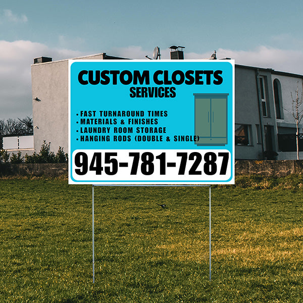 Custom Closets - Fast Turnaround Times, Materials & Finishes, Laundry Room Storage, Hanging Rods (Double & Single) - Plain White Aqua Blue Design - YardSigns.com