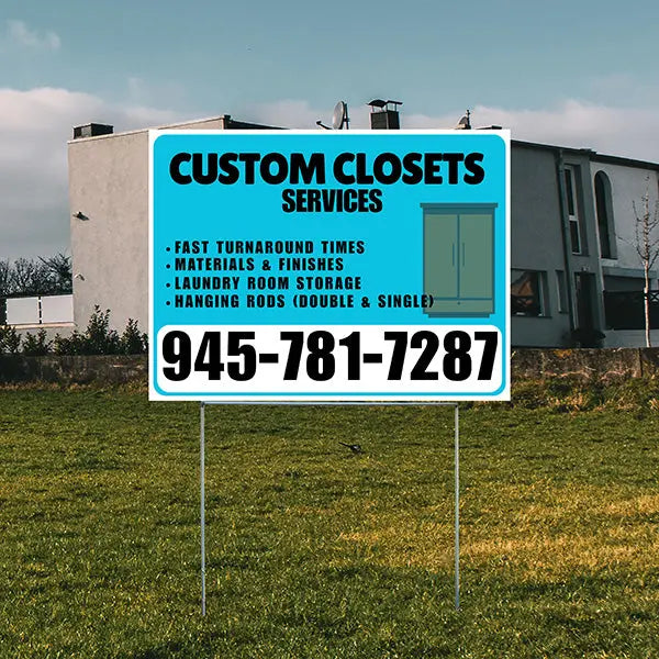 Custom Closets - Fast Turnaround Times, Materials & Finishes, Laundry Room Storage, Hanging Rods (Double & Single) - Plain White Aqua Blue Design - YardSigns.com