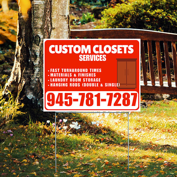 Custom Closets - Fast Turnaround Times, Materials & Finishes, Laundry Room Storage, Hanging Rods (Double & Single) - Plain White Chili Red Design - YardSigns.com