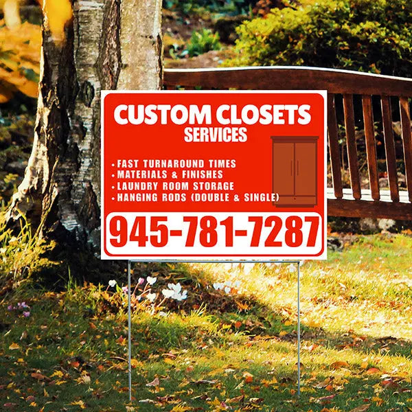 Custom Closets - Fast Turnaround Times, Materials & Finishes, Laundry Room Storage, Hanging Rods (Double & Single) - Plain White Chili Red Design - YardSigns.com
