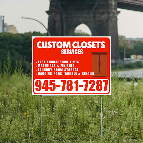 Custom Closets - Fast Turnaround Times, Materials & Finishes, Laundry Room Storage, Hanging Rods (Double & Single) - Plain White Chili Red Design - YardSigns.com