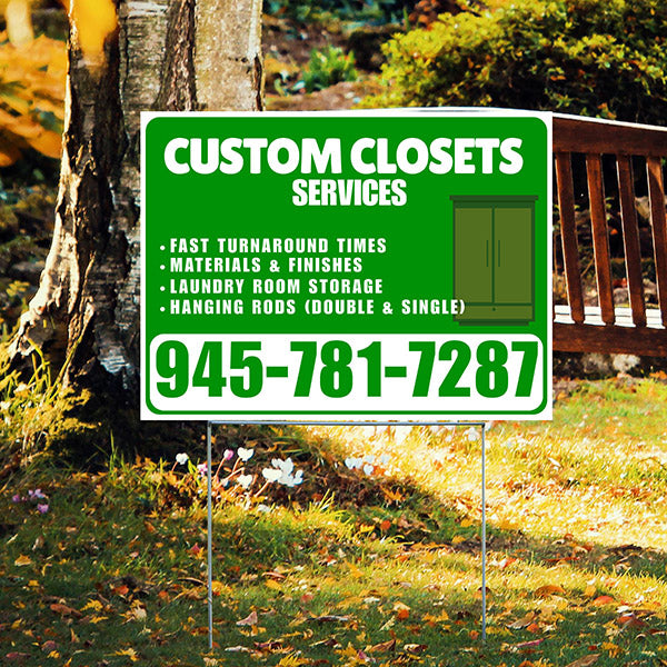 Custom Closets - Fast Turnaround Times, Materials & Finishes, Laundry Room Storage, Hanging Rods (Double & Single) - Plain White Green Design - YardSigns.com