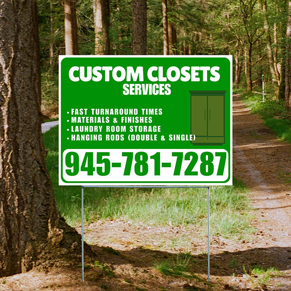 Custom Closets - Fast Turnaround Times, Materials & Finishes, Laundry Room Storage, Hanging Rods (Double & Single) - Plain White Green Design - YardSigns.com