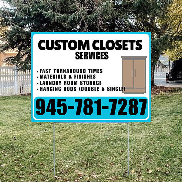 Custom Closets - Fast Turnaround Times, Materials & Finishes, Laundry Room Storage, Hanging Rods (Double & Single) - Plain Aqua Blue White Design - YardSigns.com