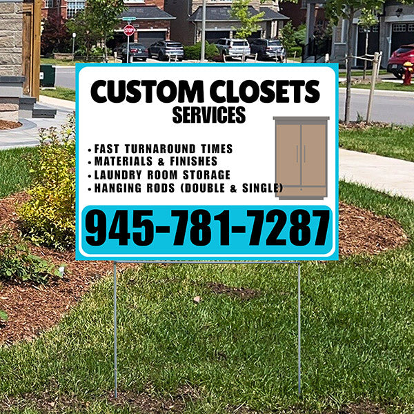 Custom Closets - Fast Turnaround Times, Materials & Finishes, Laundry Room Storage, Hanging Rods (Double & Single) - Plain Aqua Blue White Design - YardSigns.com