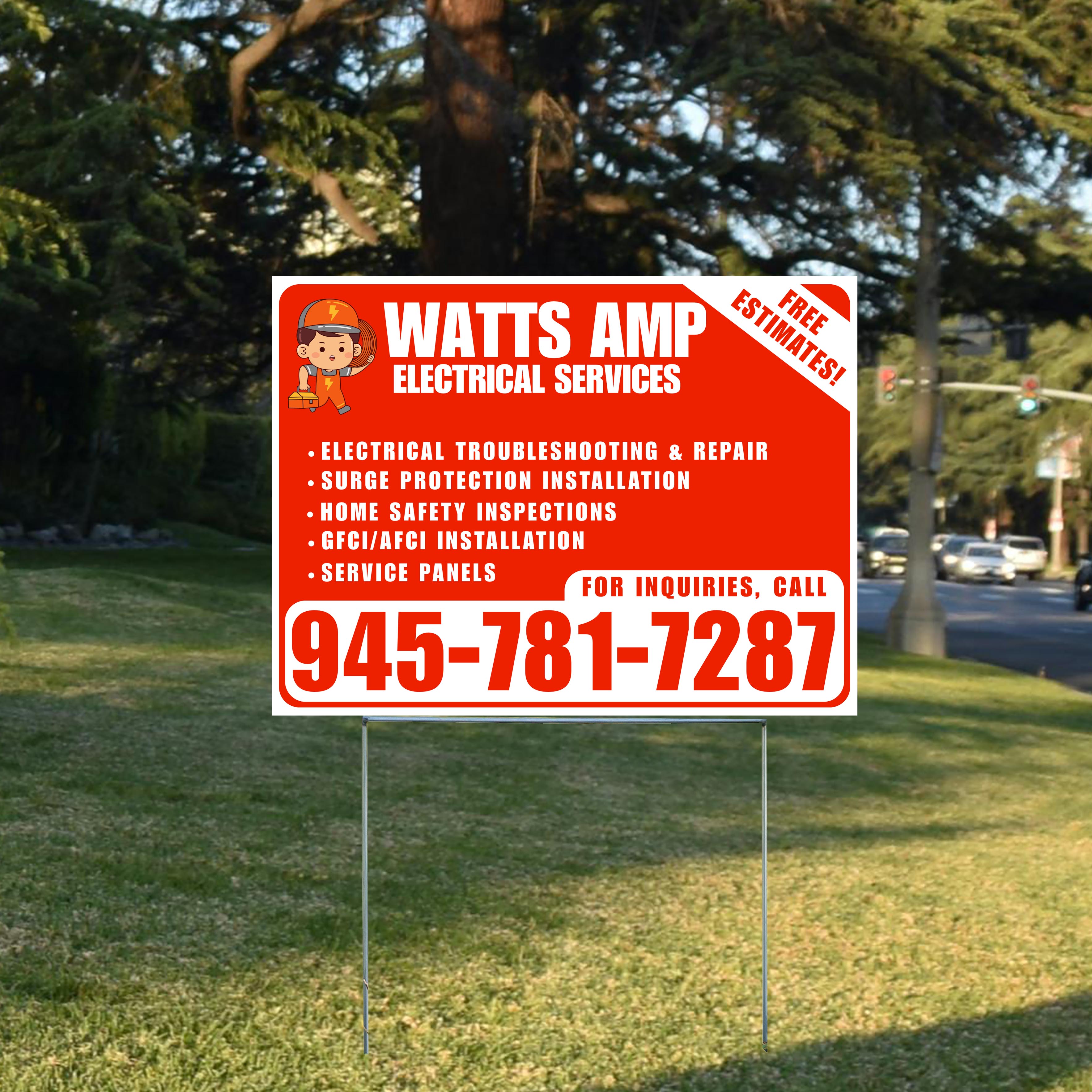 Electricians - Electrical troubleshooting & repair, Surge protection installation, Home safety inspections, GFCI/AFCI installation, Service panels - Free Estimates! - Plain White Chili Red Design - YardSigns.com