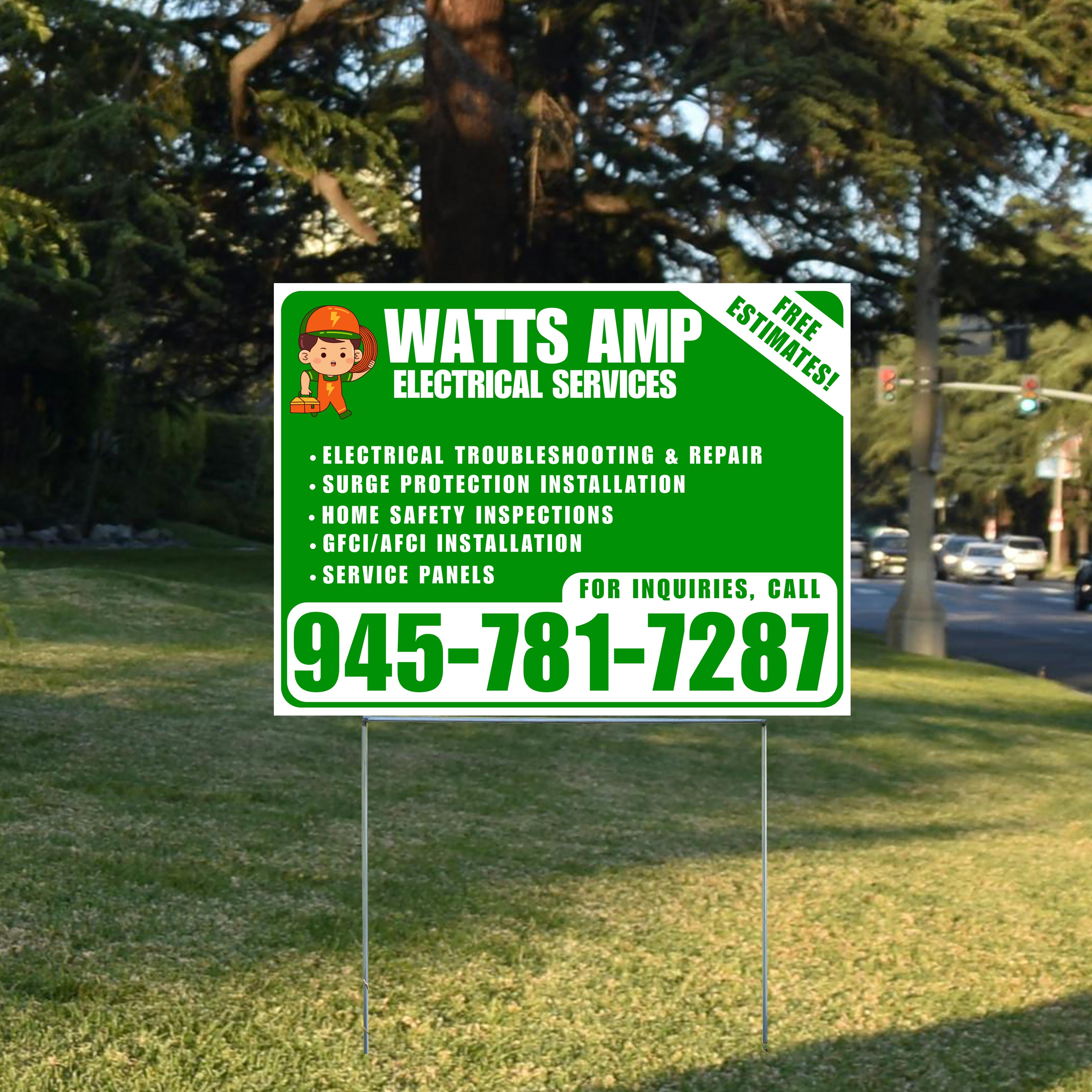 Electricians - Electrical troubleshooting & repair, Surge protection installation, Home safety inspections, GFCI/AFCI installation, Service panels - Free Estimates! - Plain White Green Design - YardSigns.com