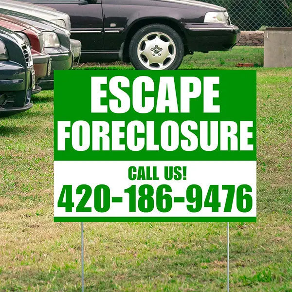 Real Estate - Escape Foreclosure - Plain Green White Design YardSigns.com