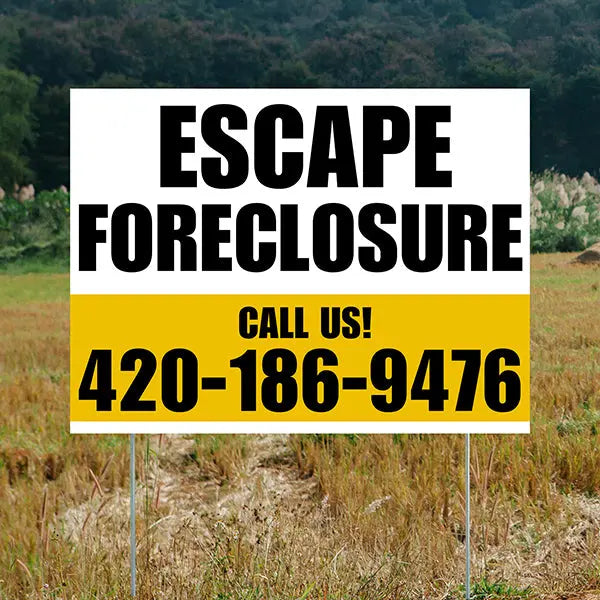 Real Estate - Escape Foreclosure - Plain White Mustard Gold Design YardSigns.com