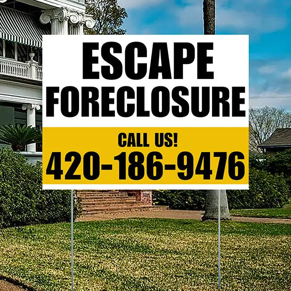 Real Estate - Escape Foreclosure - Plain White Mustard Gold Design YardSigns.com