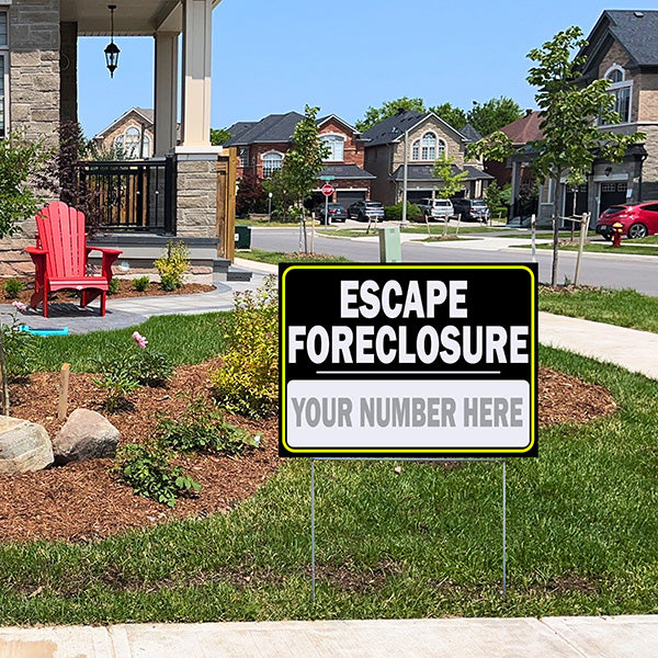Real Estate - Escape Foreclosure - Round Coners - Elegant Black - YardSigns.com