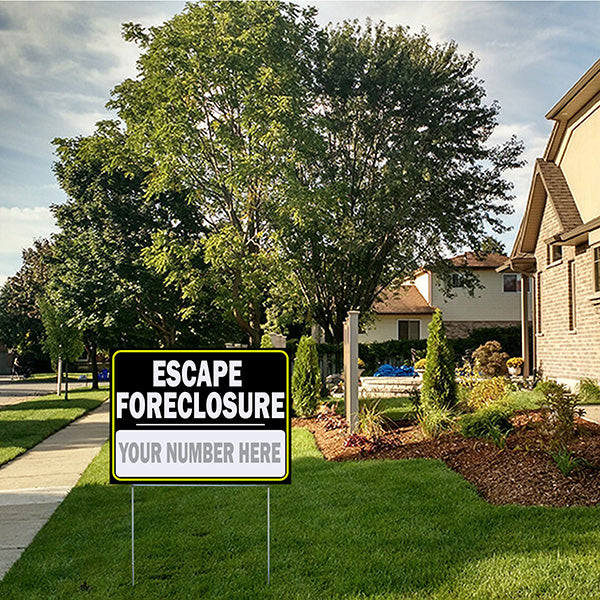 Real Estate - Escape Foreclosure - Round Coners - Elegant Black - YardSigns.com