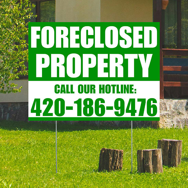 Real Estate - Foreclosed Property - Plain Green White Design - YardSigns.com