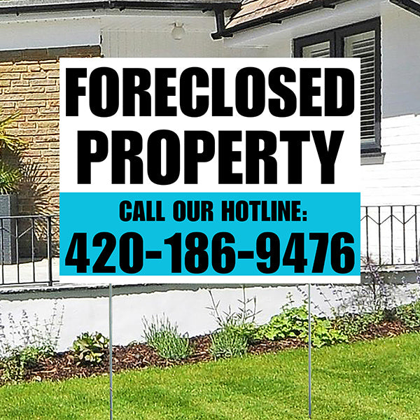 Real Estate - Foreclosed Property - Plain White Aqua Blue Design - YardSigns.com