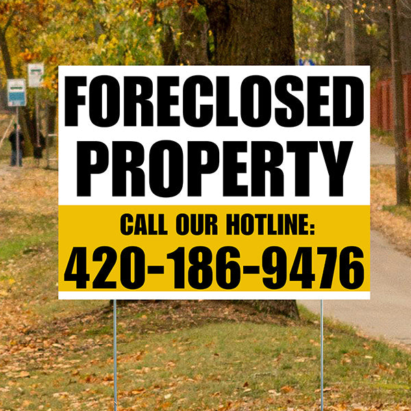 Real Estate - Foreclosed Property - Plain White Mustard Gold Design - YardSigns.com