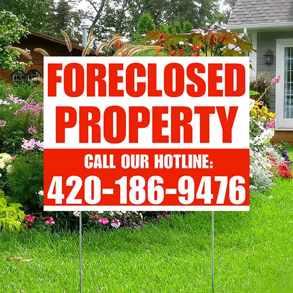 Real Estate - Foreclosed Property - Plain White Chili Red Design YardSigns.com