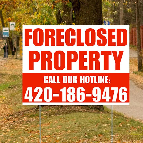 Real Estate - Foreclosed Property - Plain White Chili Red Design YardSigns.com