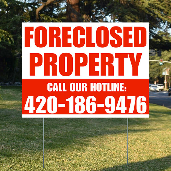 Real Estate - Foreclosed Property - Plain White Chili Red Design - YardSigns.com