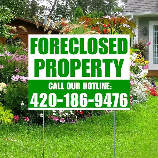 Real Estate - Foreclosed Property - Plain White Green Design YardSigns.com