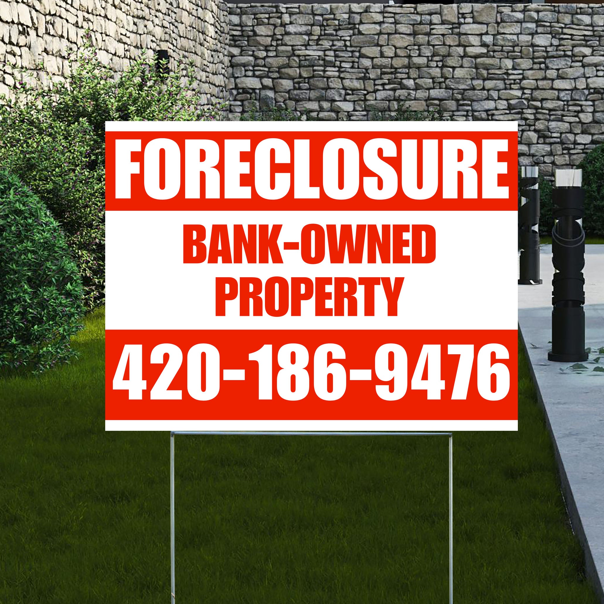 Real Estate - Foreclosure - Bank Owned Property - Plain White Chili Red Design - YardSigns.com