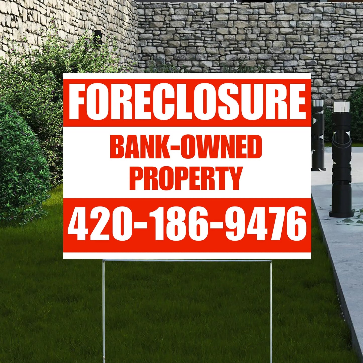 Real Estate - Foreclosure - Bank Owned Property - Plain White Chili Red Design YardSigns.com