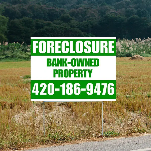 Real Estate - Foreclosure - Bank Owned Property - Plain Green White Design YardSigns.com