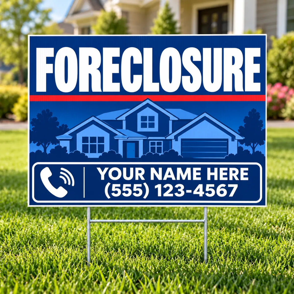 Real Estate - Foreclosure - Blue Property Silhouette YardSigns.com